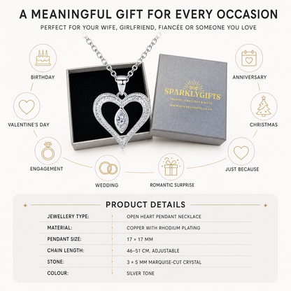 The "Vision of Love" Heart Pendant Necklace with Message Card For Fiancee Valentine's Day Gift