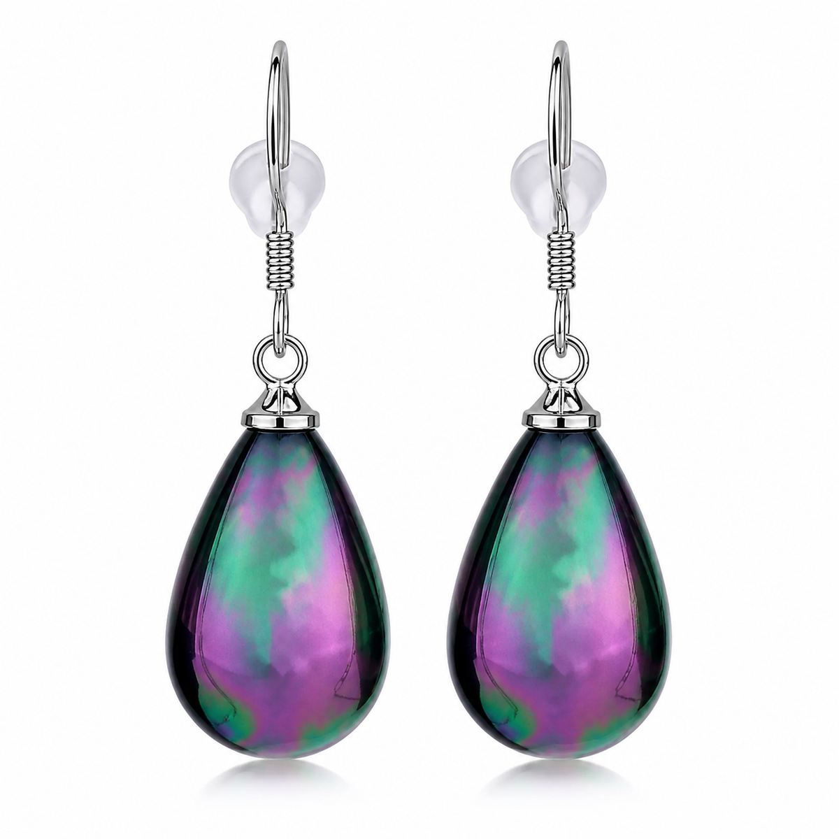 925 Sterling Silver Pearl Drop Earrings with Hallmarks White or Black