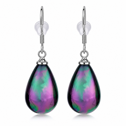 925 Sterling Silver Pearl Drop Earrings with Hallmarks White or Black
