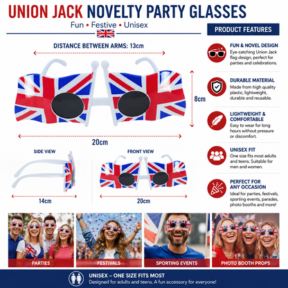 Dual Union Jack Flag Novelty Sunglasses for Platinum Jubilee