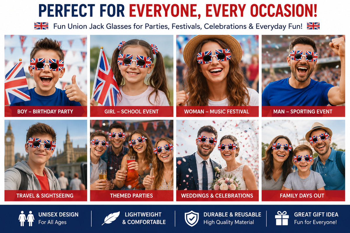 Dual Union Jack Flag Novelty Sunglasses for Platinum Jubilee