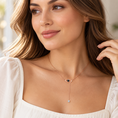 Evil Eye & Flower Clover Projection Necklace Rose Gold Tone Stainless Steel 100 Languages I Love You Memory Pendant