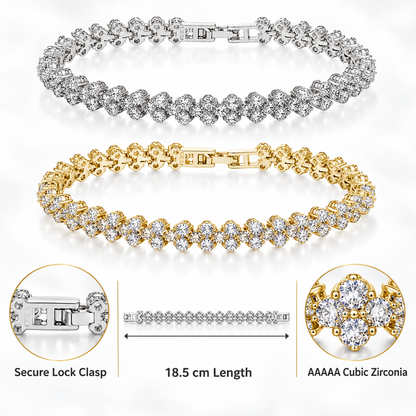 Tennis Bracelet with Clear Cubic Zirconia Crystals