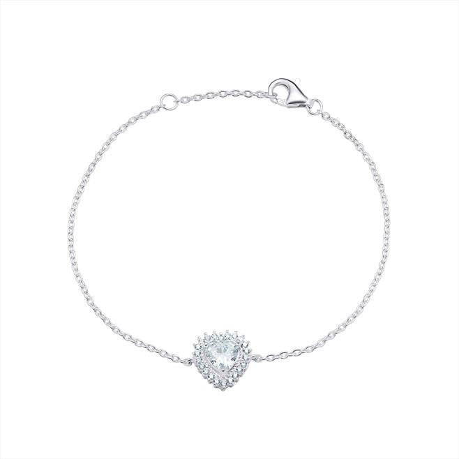 Sterling Silver Cubic Zirconia Heart Bracelet