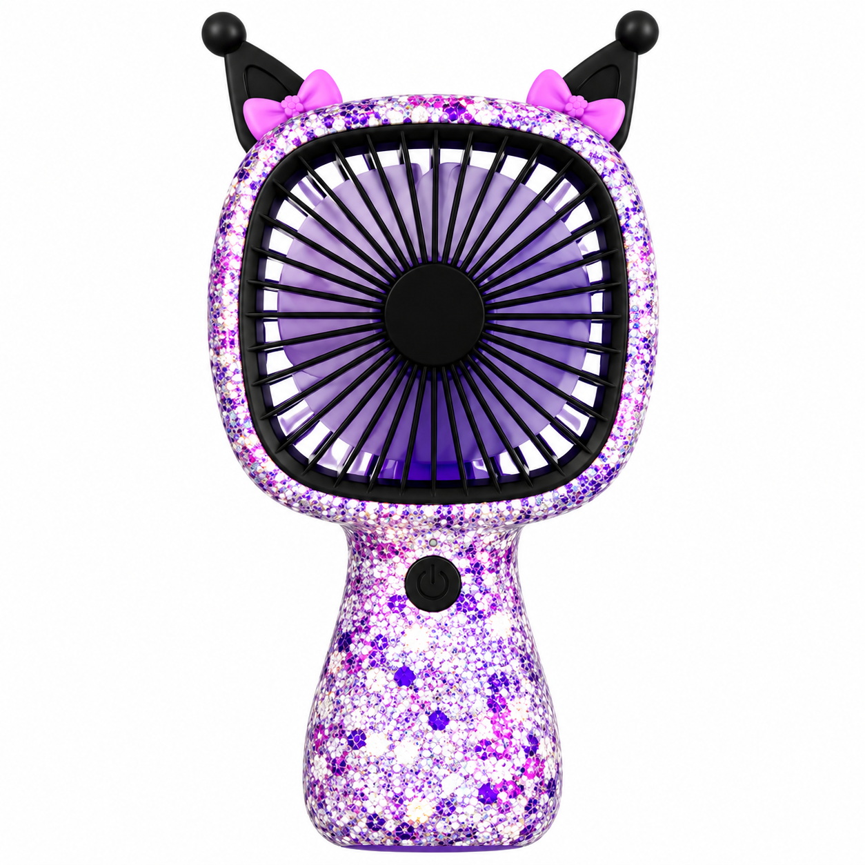 3-Speed Rechargeable Mini Fan with 6 LED Lights Sparkling Diamante Finish Portable Handheld Fan