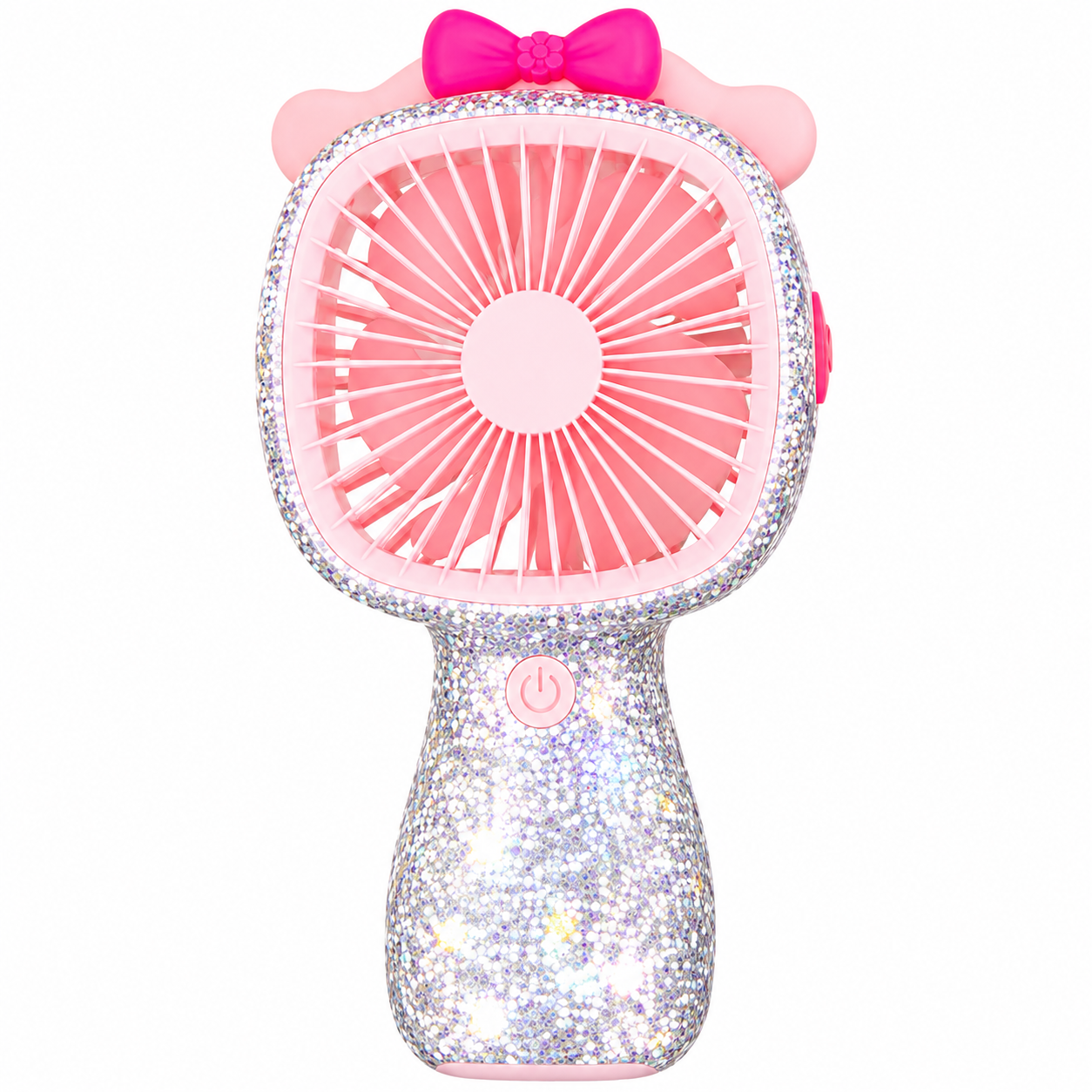 3-Speed Rechargeable Mini Fan with 6 LED Lights Sparkling Diamante Finish Portable Handheld Fan