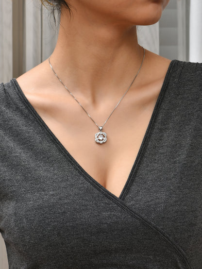 Heart Knot Pendant & Heart Stud Earrings Set