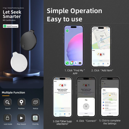 Global Positioning Bluetooth Tracker, Keys Finder, Item Locator for Pets, Bags and More, Compatible with Apple Find My (iOS)