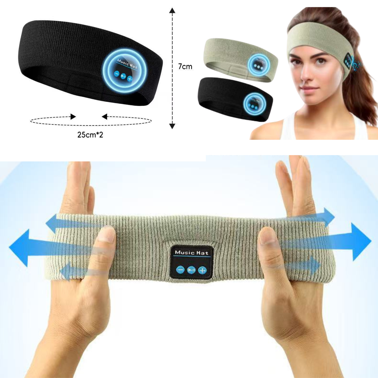 Adjustable Sport Bluetooth Headband Waterproof Headphones Wireless Sleep, Relaxation, Travel & Insomnia Relief