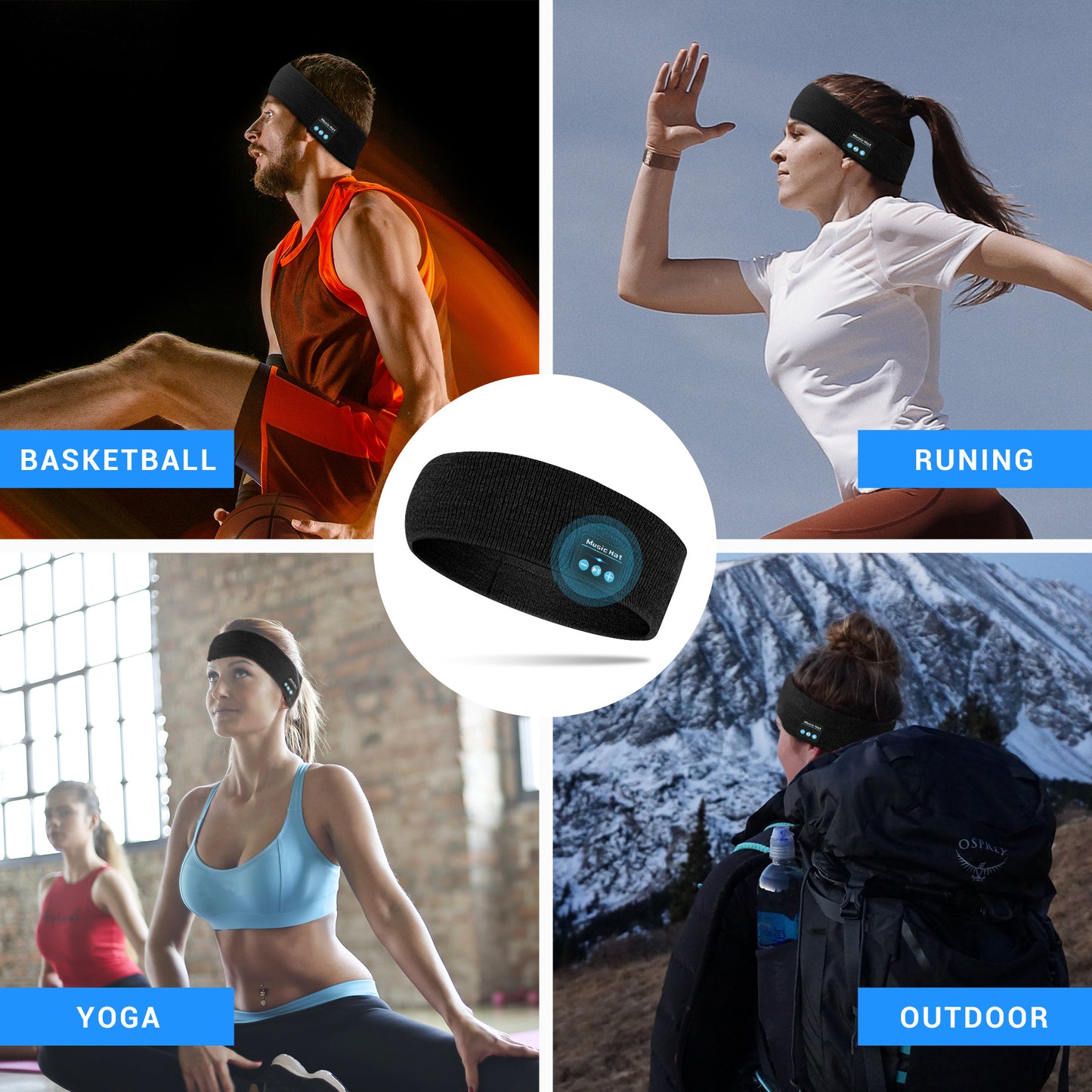 Adjustable Sport Bluetooth Headband Waterproof Headphones Wireless Sleep, Relaxation, Travel & Insomnia Relief