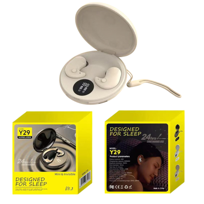 Mini Wireless Sleep Earbuds – Bluetooth 5.3, In-Ear Noise-Cancelling with Mic, 24H Playtime, Waterproof, LED Display, Touch Control, USB-C Charging