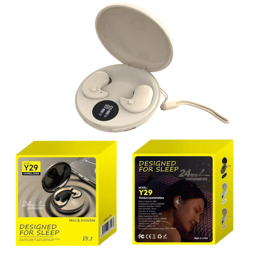 Mini Wireless Sleep Earbuds – Bluetooth 5.3, In-Ear Noise-Cancelling with Mic, 24H Playtime, Waterproof, LED Display, Touch Control, USB-C Charging