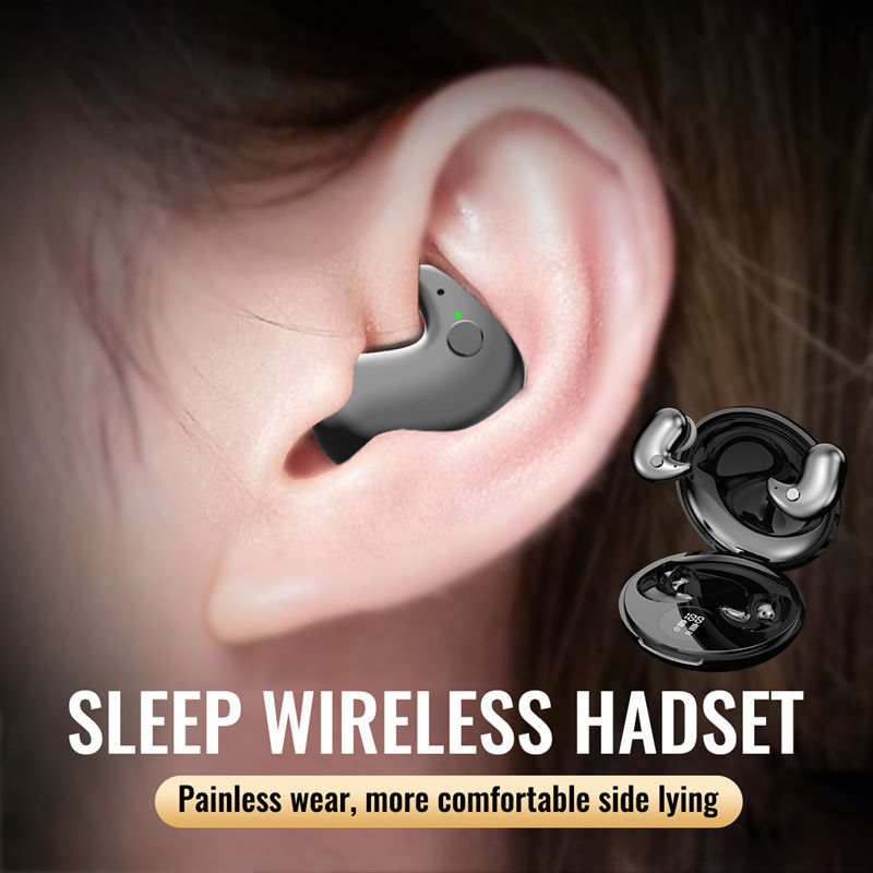 Mini Wireless Sleep Earbuds – Bluetooth 5.3, In-Ear Noise-Cancelling with Mic, 24H Playtime, Waterproof, LED Display, Touch Control, USB-C Charging
