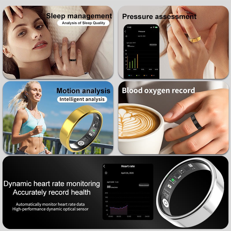 Smart Health & Fitness Ring for Women & Men – Tracks Heart Rate, SpO₂, Sleep, Steps – Compatible with Android & iOS