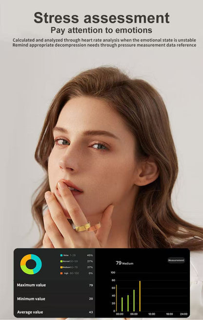 Smart Health & Fitness Ring for Women & Men – Tracks Heart Rate, SpO₂, Sleep, Steps – Compatible with Android & iOS