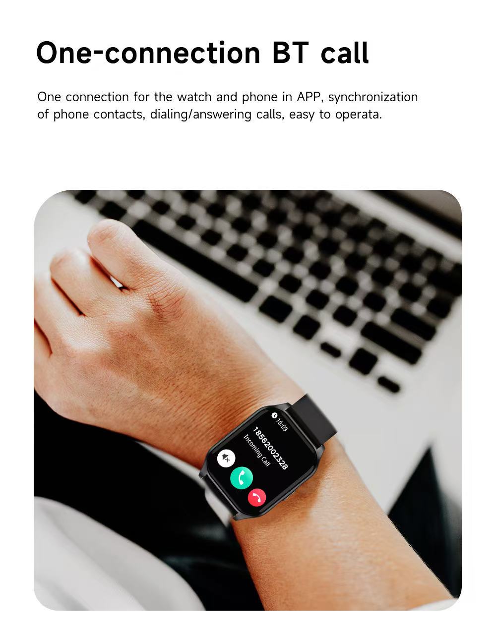 Smartwatch 1.8” Touchscreen – Call & Answer, Heart Rate, SpO2 & Sleep Tracker, 100 Sports Modes, IP68 Waterproof Fitness Watch for iPhone & Android