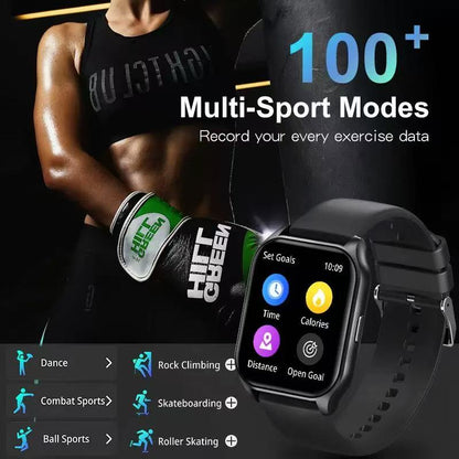 Smartwatch 1.8” Touchscreen – Call & Answer, Heart Rate, SpO2 & Sleep Tracker, 100 Sports Modes, IP68 Waterproof Fitness Watch for iPhone & Android