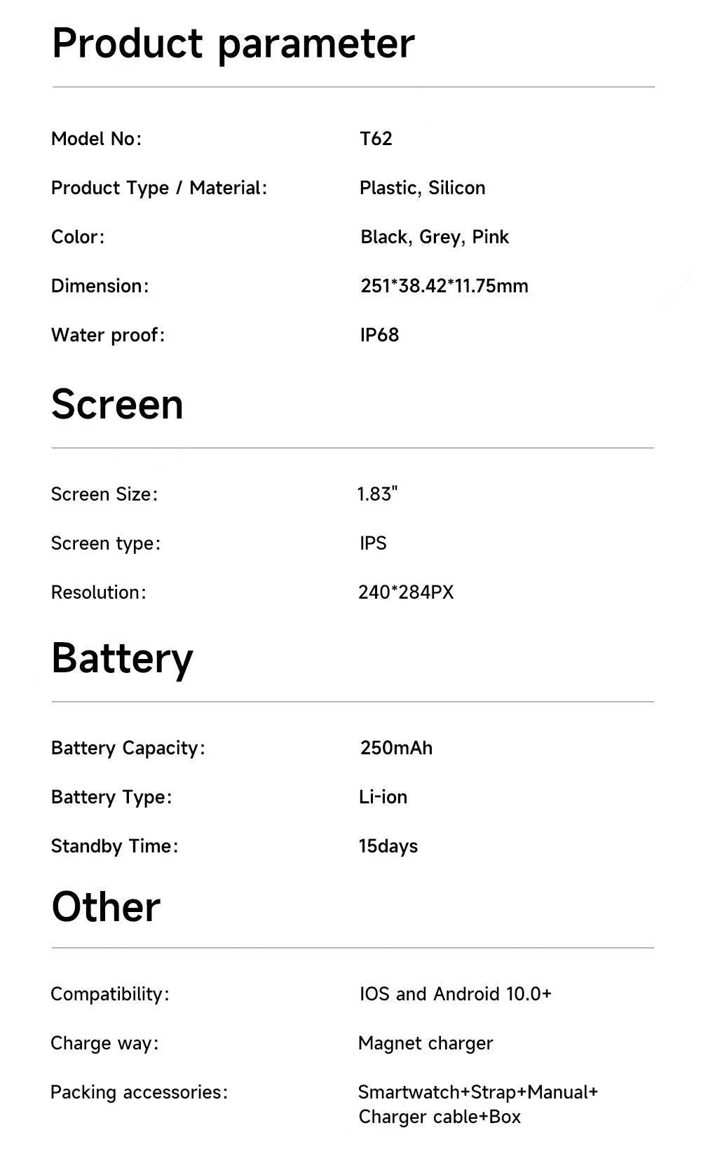 Smartwatch 1.8” Touchscreen – Call & Answer, Heart Rate, SpO2 & Sleep Tracker, 100 Sports Modes, IP68 Waterproof Fitness Watch for iPhone & Android
