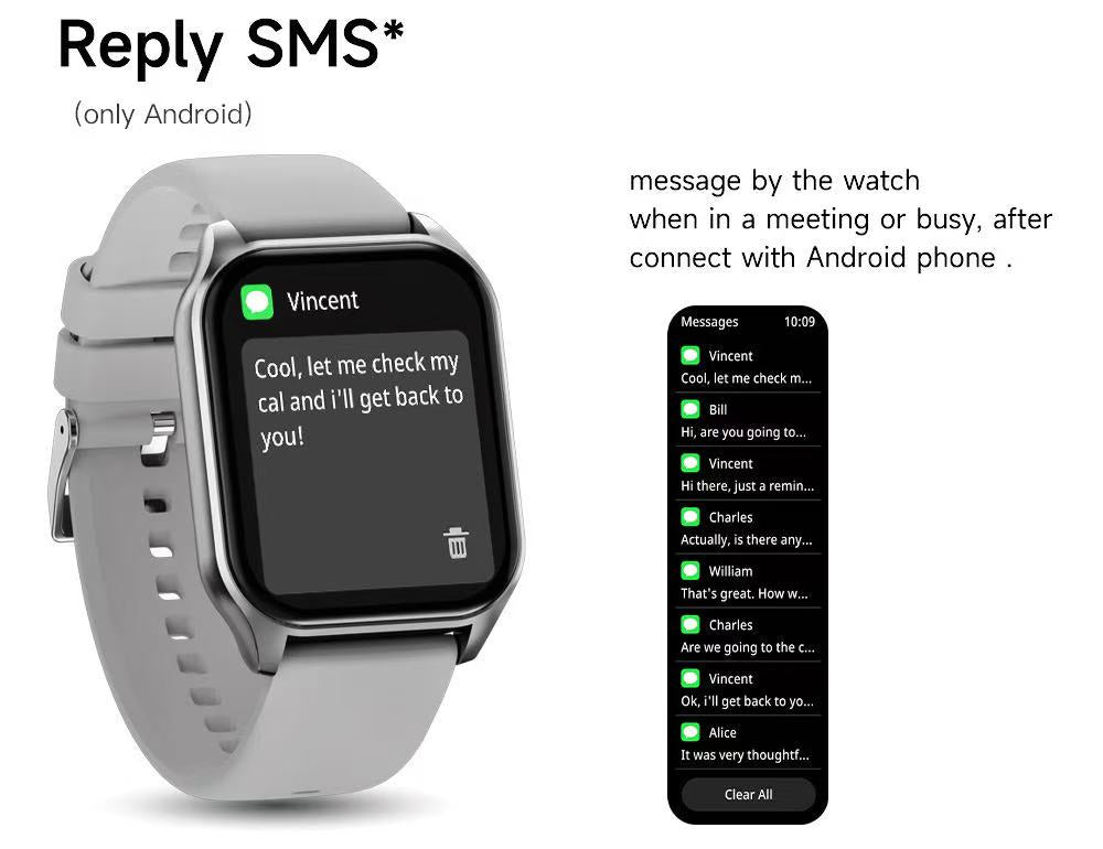 Smartwatch 1.8” Touchscreen – Call & Answer, Heart Rate, SpO2 & Sleep Tracker, 100 Sports Modes, IP68 Waterproof Fitness Watch for iPhone & Android