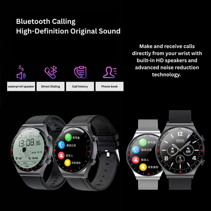 All-in-One Smartwatch with Bluetooth Calls – Fitness, Heart Rate, Sleep & SpO₂ Tracker, Waterproof Round Smart Watch for iPhone & Android (Black)