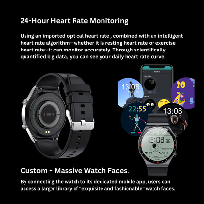 All-in-One Smartwatch with Bluetooth Calls – Fitness, Heart Rate, Sleep & SpO₂ Tracker, Waterproof Round Smart Watch for iPhone & Android (Black)
