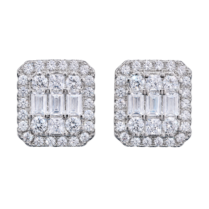 Crystal Filled Square Zircon Stud Earrings