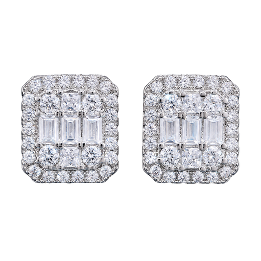 Crystal Filled Square Zircon Stud Earrings