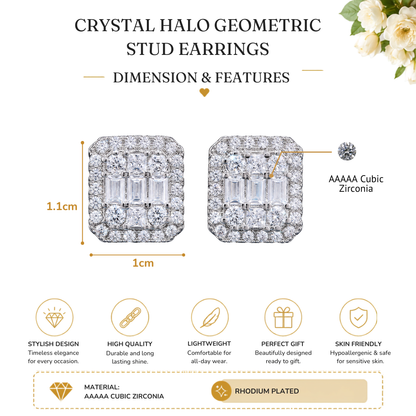 Crystal Filled Square Zircon Stud Earrings