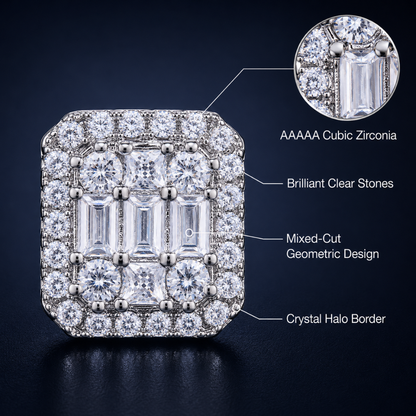 Crystal Filled Square Zircon Stud Earrings