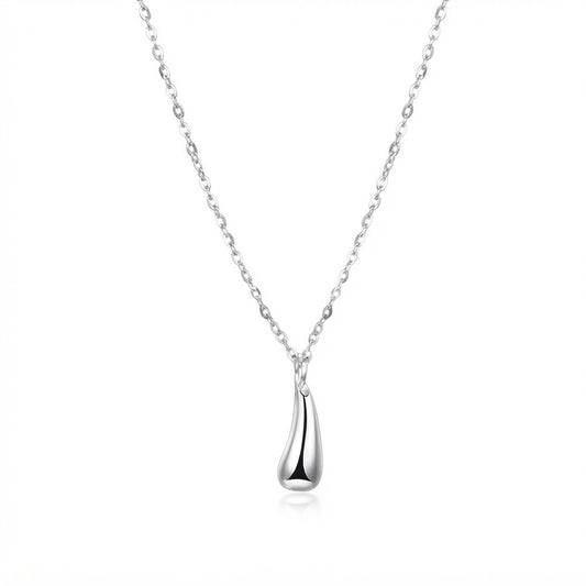 Silver Tone Teardrop Pendant Necklace