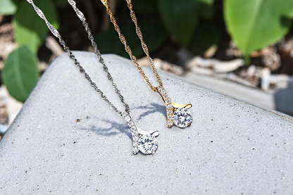 Simulated Diamond Solitaire Crystal Pendant – Gold or Silver