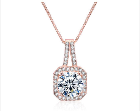 Classy Square Rosegold Crystal Pendant