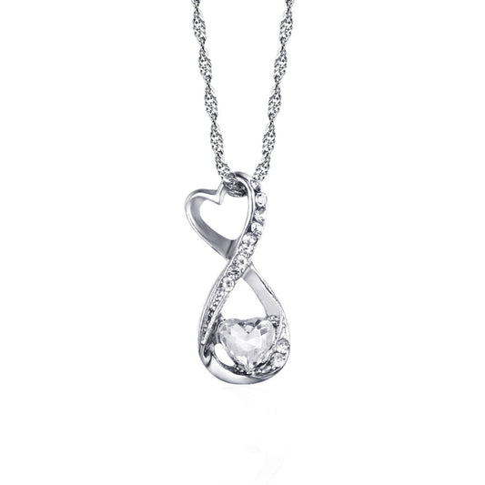 Crystal Love heart Infinity Necklace – Clear or Blue