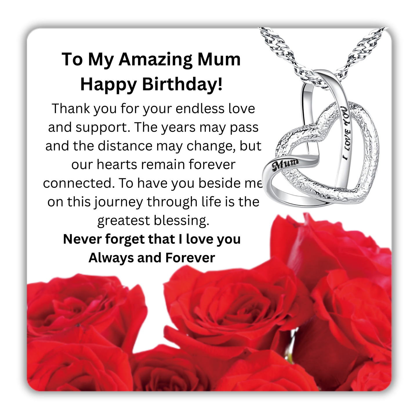To My Mum Interlocking Hearts Pendant Necklace with Message Card