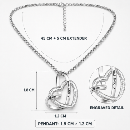 To My Mum Interlocking Hearts Pendant Necklace with Message Card