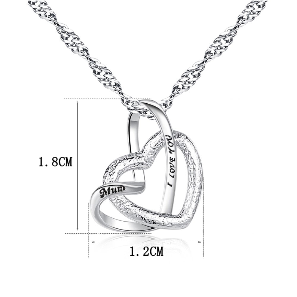To My Mum Interlocking Hearts Pendant Necklace with Message Card