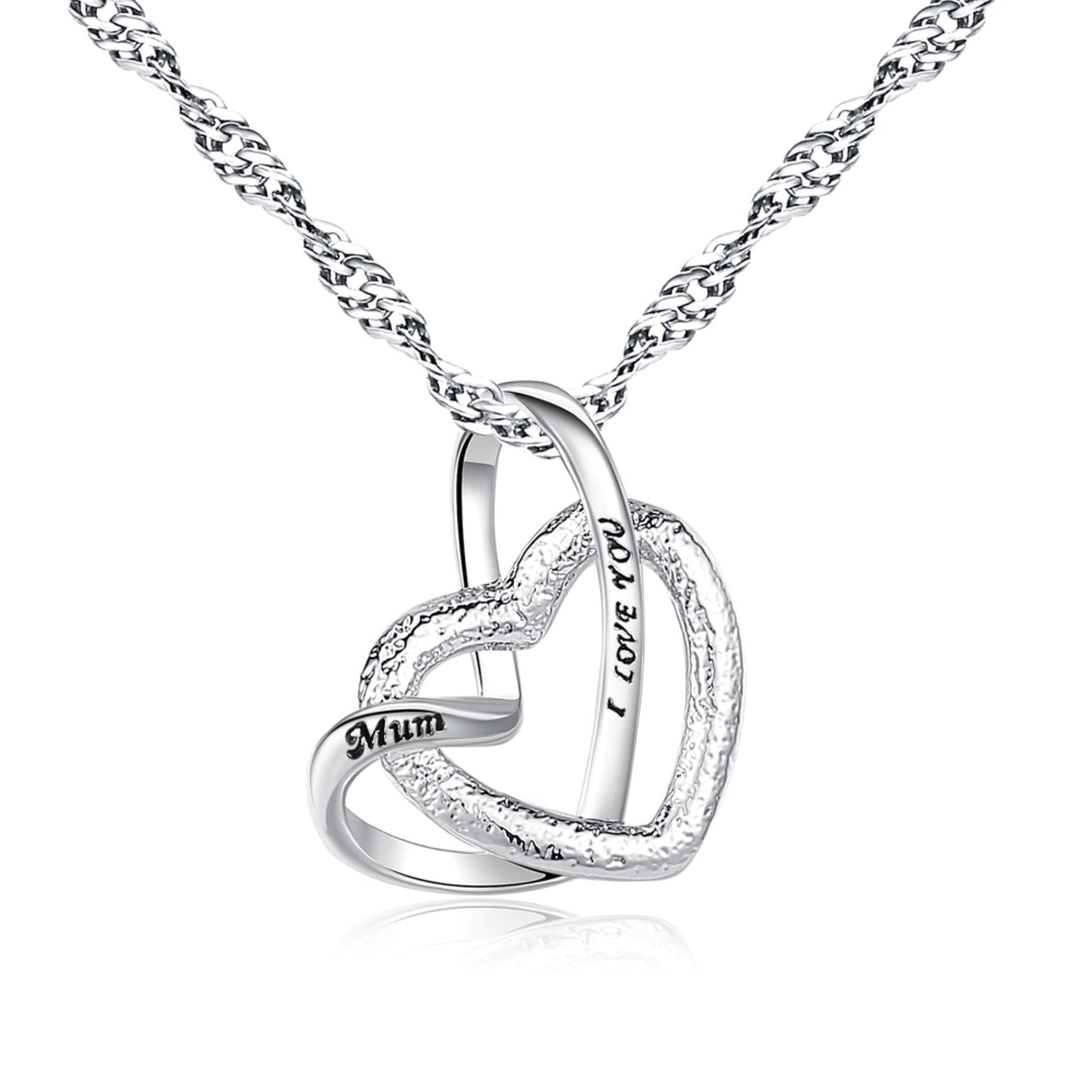 To My Mum Interlocking Hearts Pendant Necklace with Message Card