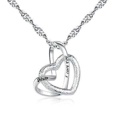 To My Mum Interlocking Hearts Pendant Necklace with Message Card