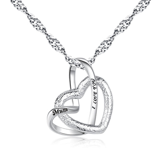 To My Mum Interlocking Hearts Pendant Necklace with Message Card