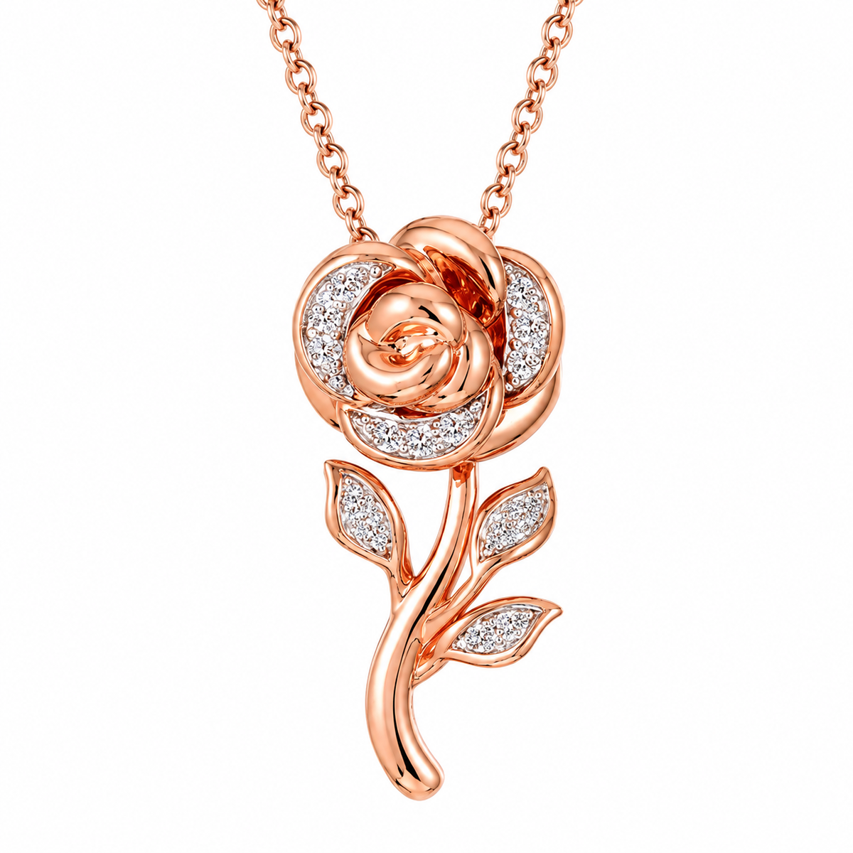 Elegant Rose Flower Pendant Necklace