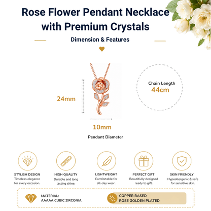 Elegant Rose Flower Pendant Necklace