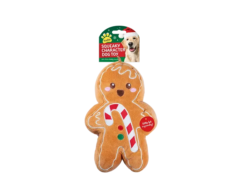 Christmas Plush Characters Squeaky Dog Toy Santa, Snowman, Gingerbread