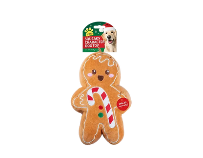 Christmas Plush Characters Squeaky Dog Toy Santa, Snowman, Gingerbread