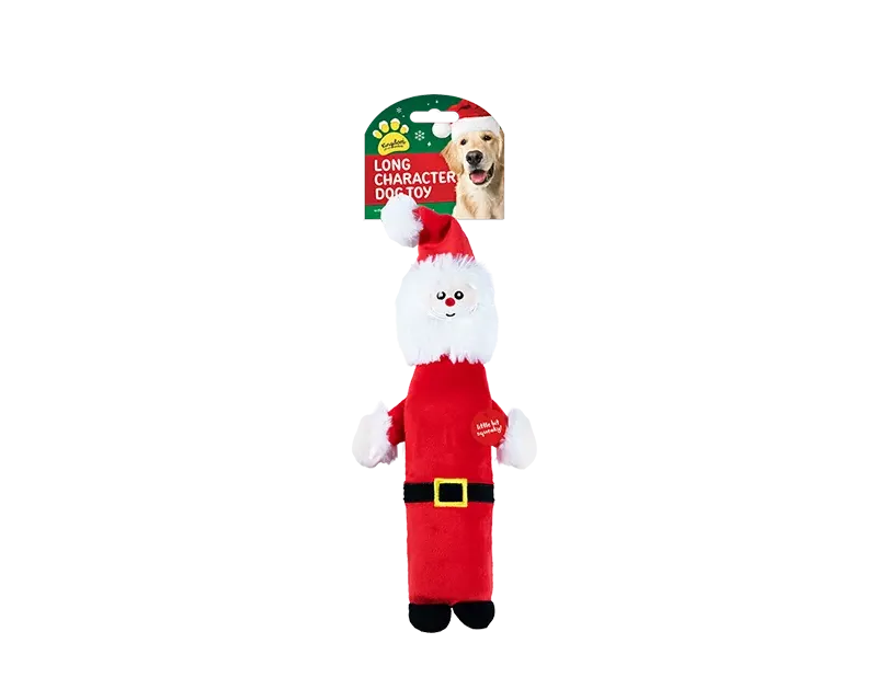 Christmas Long Characters Squeaky Dog Toy Santa, Elf, Penguin