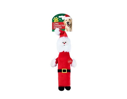 Christmas Long Characters Squeaky Dog Toy Santa, Elf, Penguin
