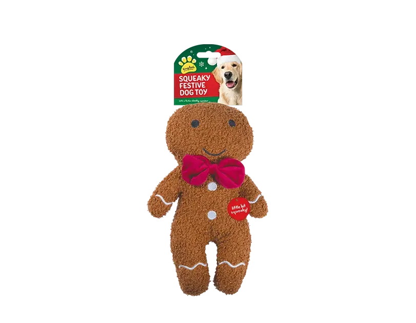 Christmas Plush Characters Squeaky Dog Toy Gingerbread, Christmas Tree, Candy Cane