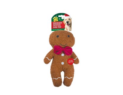 Christmas Plush Characters Squeaky Dog Toy Gingerbread, Christmas Tree, Candy Cane