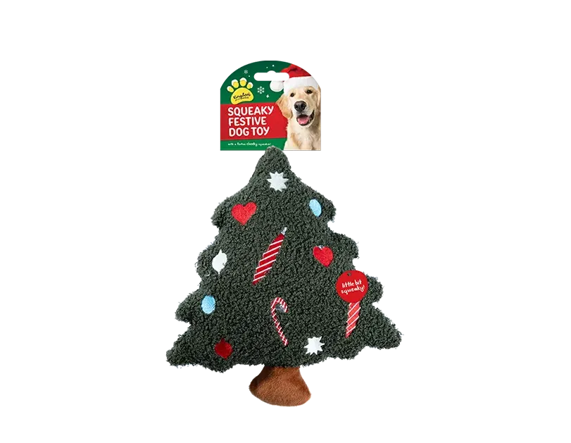 Christmas Plush Characters Squeaky Dog Toy Gingerbread, Christmas Tree, Candy Cane