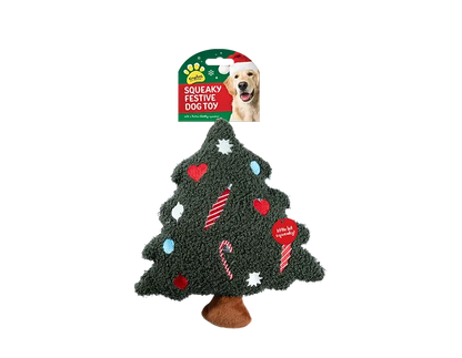 Christmas Plush Characters Squeaky Dog Toy Gingerbread, Christmas Tree, Candy Cane
