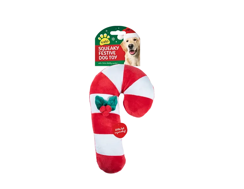 Christmas Plush Characters Squeaky Dog Toy Gingerbread, Christmas Tree, Candy Cane
